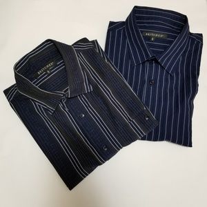 Britches Dark Blue Striped Dress Shirts: Lot of 2